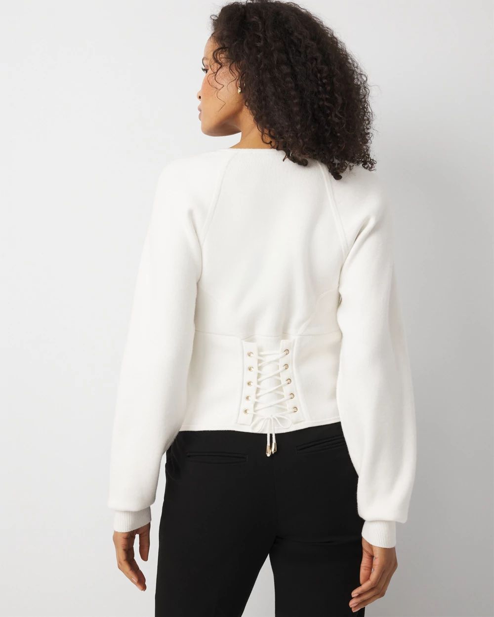 Corset Detail Button Front Cardigan | White House Black Market